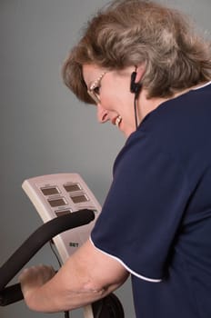Woman at exercise bike