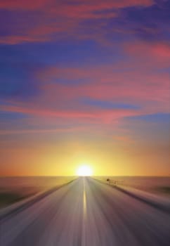 Country road at sunset