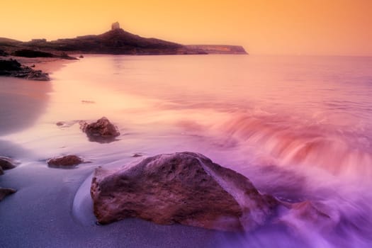 Sunrise on a rocky shore