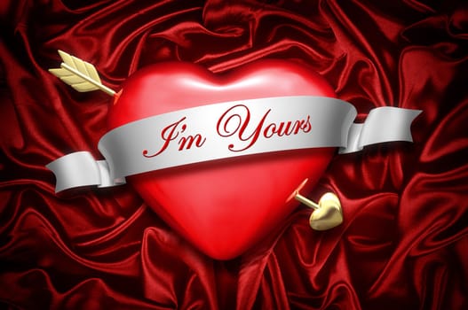 Heart on red satin
