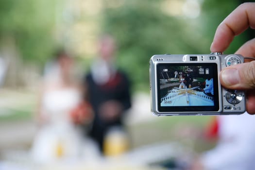 Wedding couple in the viewfinder