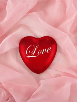 Heart on pink silk