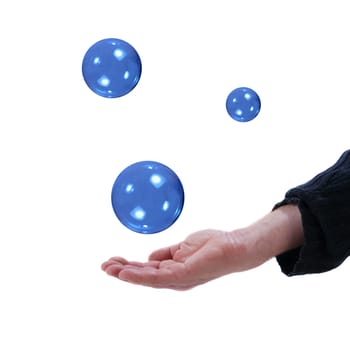 Soap bubbles on hand