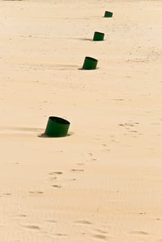 Tracks in the sand by the sea
