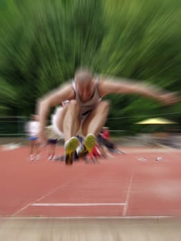 Long jumper in flight