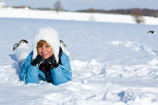Lying in the snow