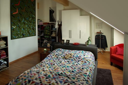 Bedroom under the sloping roof