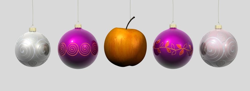 Christmas baubles with apple