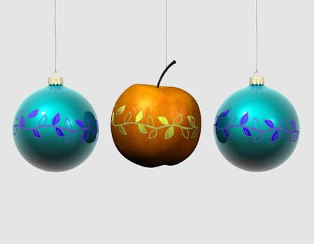 Christmas baubles and apples