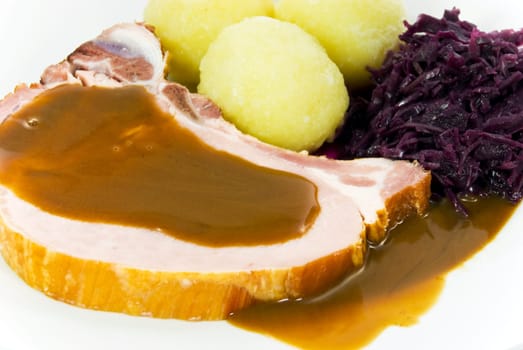 Chop - Kassel with dumplings and red