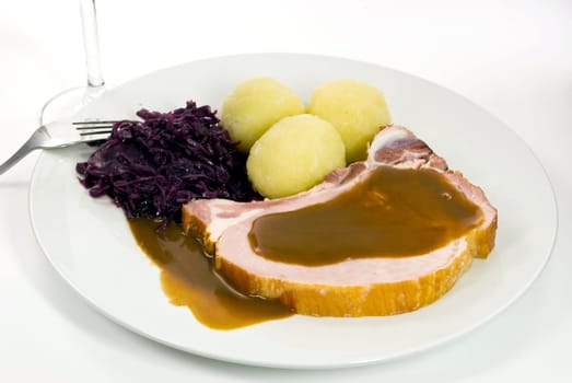 Chop - Kassel with dumplings and red