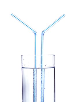 Glass with drinking straws