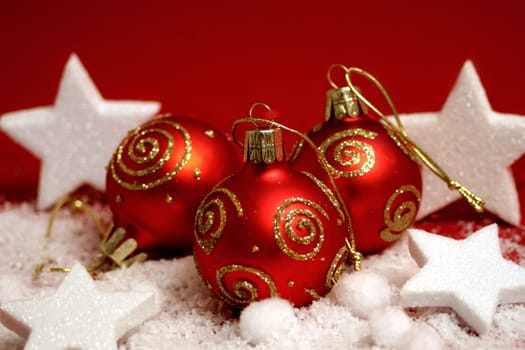Christmas decorations in the snow