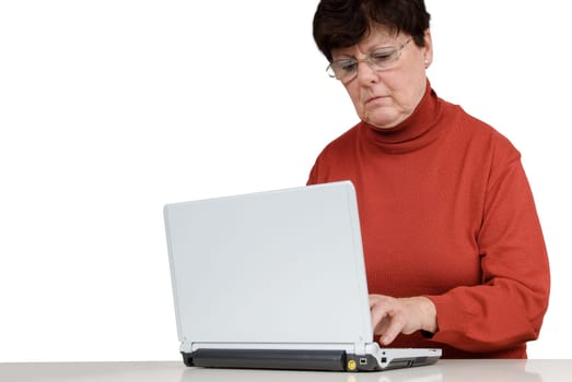 Active senior with notebook