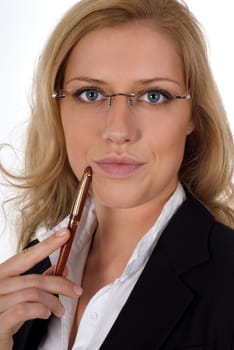 Young woman with pen