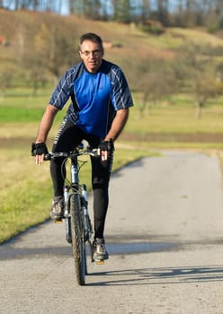 On the mountain bike