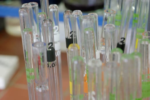 Glass pipettes in the laboratory