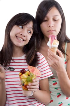 Fruits and ice cream