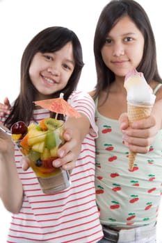 Fruits and ice cream