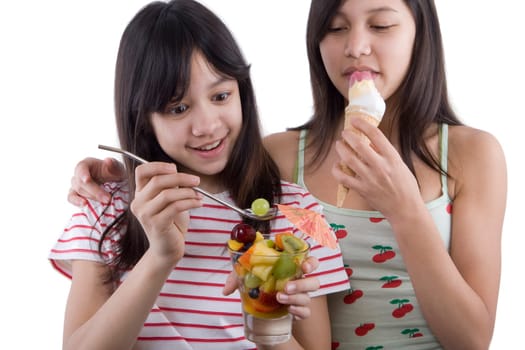 Fruits and ice cream
