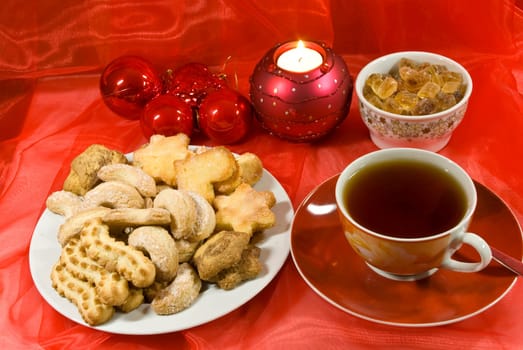 Christmas cookies with tea