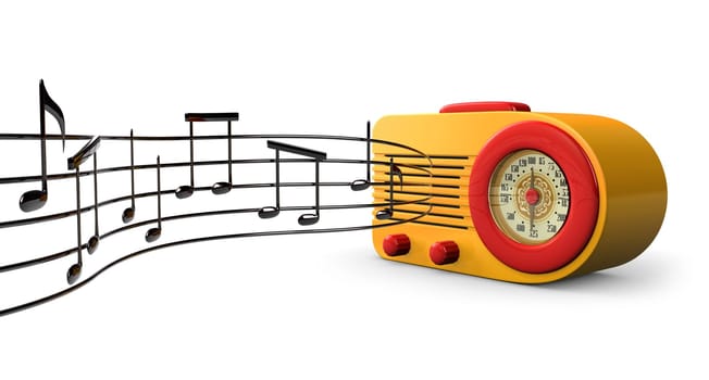 Antique Radio with Musical Notes