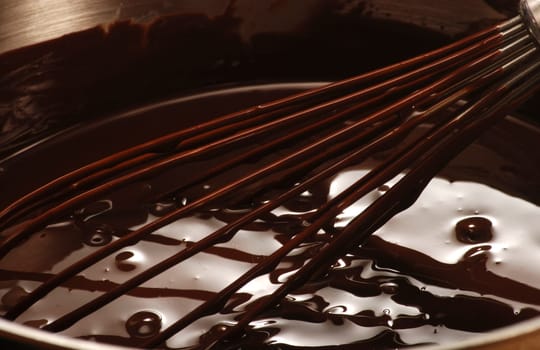 Whisk in liquid chocolate