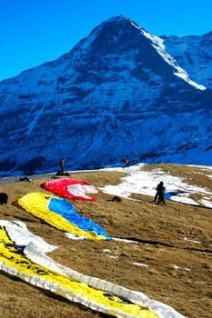 Paragliding on the north face of the Eiger
