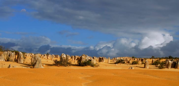Located in the heart of Nambung National Park,the Pinnacle Desert is one of the continent's best-known attractions. It's hard to say what impresses more about it,the bright yellow color of the sand or the bizarrely shaped limestone columns that Pinnacl