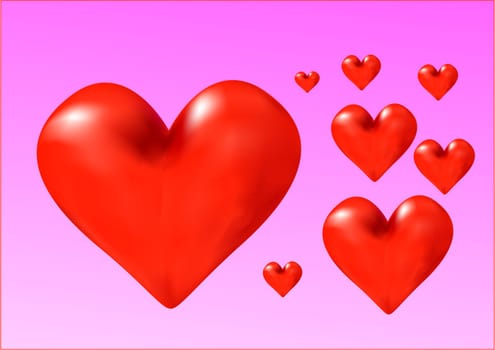 Illustration - red hearts