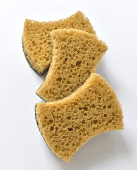 Foam sponges for washing dishes on a white background