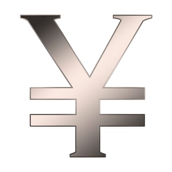 Yen sign in silver-sepia metalic