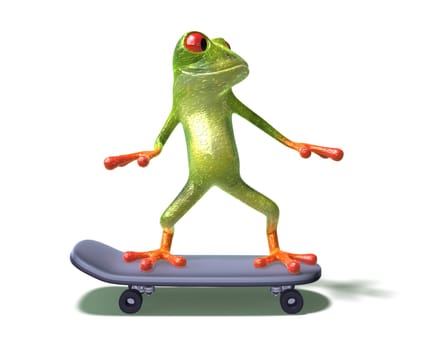 Frog skateboarding