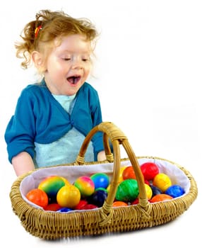 Little girl with easter eggs