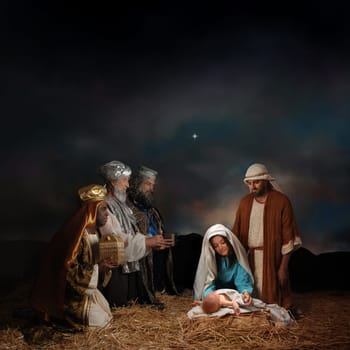 christmas nativity with  three wise men