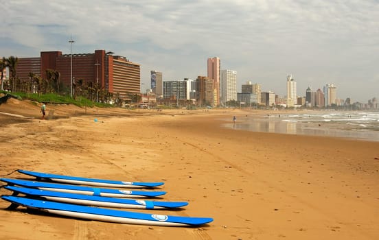 Surfboards on the beach in Durban