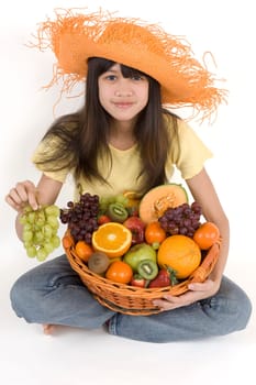 Teenage boy with fruit basket