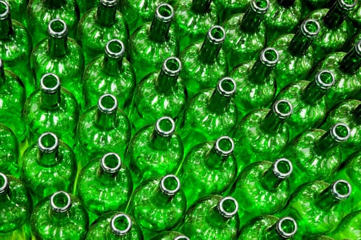 Green glass bottles