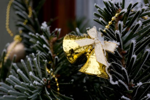 Golden Bells - Christmas Decoration with Spruce Trees