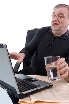 Senior at computer