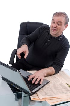 Senior at computer