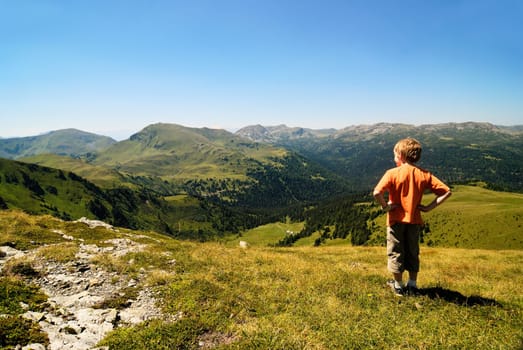 Child in the mountains