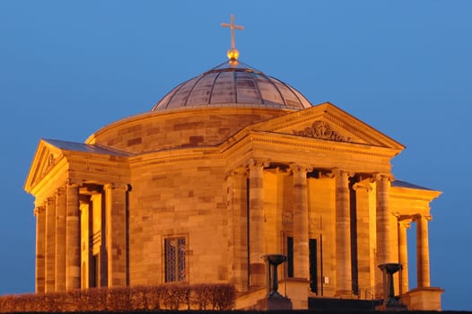 The burial chapel on the Rotenberg was built by King William I for his wife and great love Catherine Paulovna,the daughter of the Russian Tsar Paul of Russia. William I,his wife and their daughter Maria Friederike Charlotte von