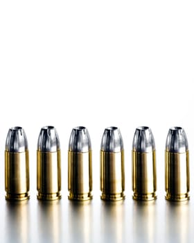 bullets 9mm macro on white