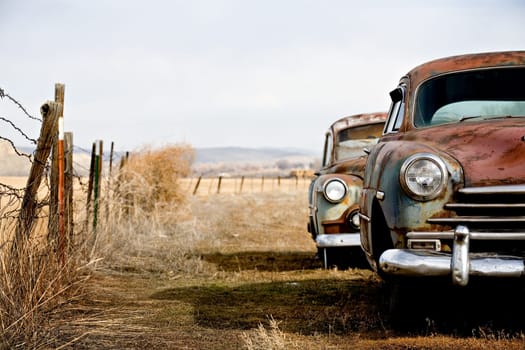 vintage cars in rural Montana