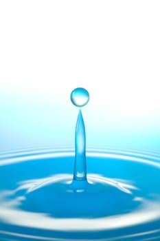water drop balance blue on white