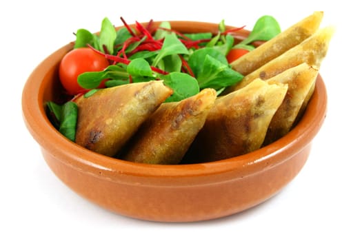 Samosa in a bowl