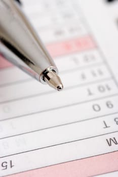 pen on calendar