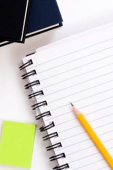 pencil on notebook
