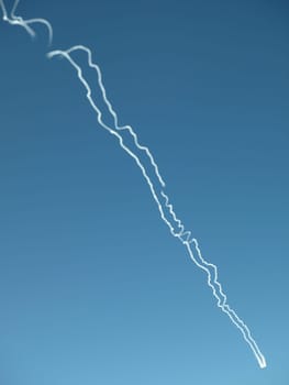 Contrails in the blue sky